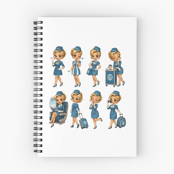 Item preview, Retro Flight Attendant Girl – Vintage Airline Uniform Travel Design designed and sold by MoonSpeaksTV.