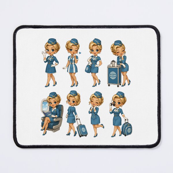 Item preview, Retro Flight Attendant Girl – Vintage Airline Uniform Travel Design designed and sold by MoonSpeaksTV.