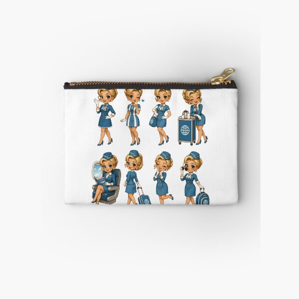 Item preview, Retro Flight Attendant Girl – Vintage Airline Uniform Travel Design designed and sold by MoonSpeaksTV.