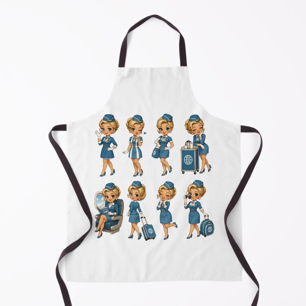 Item preview, Retro Flight Attendant Girl – Vintage Airline Uniform Travel Design designed and sold by MoonSpeaksTV.
