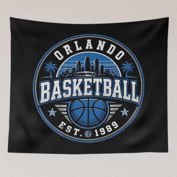Item preview, Orlando Basketball Vintage Badge Shirt – Blue Silver Retro Hoops Tee – Orlando Skyline Design designed and sold by TKOprintdesigns.