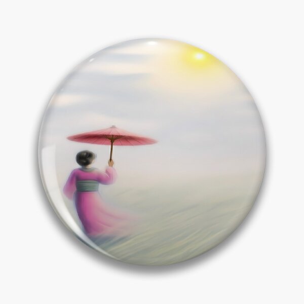 Item preview, Zen Reflections: Woman with Umbrella in a Dreamy Landscape designed and sold by Art-Inspir-AI.