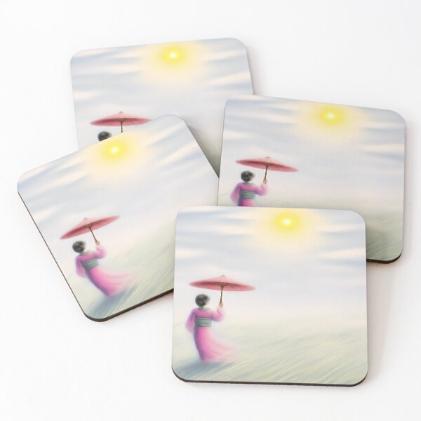 Item preview, Zen Reflections: Woman with Umbrella in a Dreamy Landscape designed and sold by Art-Inspir-AI.