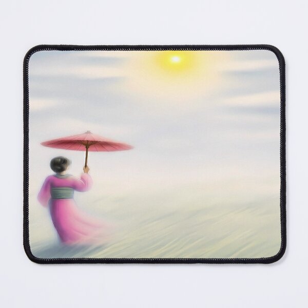 Item preview, Zen Reflections: Woman with Umbrella in a Dreamy Landscape designed and sold by Art-Inspir-AI.