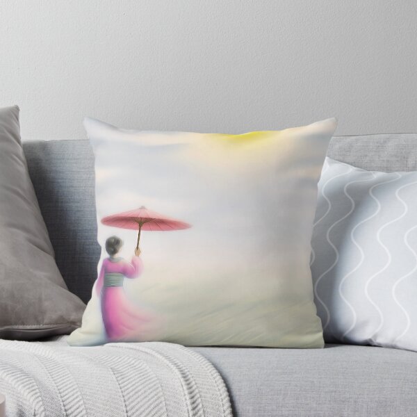 Item preview, Zen Reflections: Woman with Umbrella in a Dreamy Landscape designed and sold by Art-Inspir-AI.