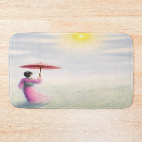 Item preview, Zen Reflections: Woman with Umbrella in a Dreamy Landscape designed and sold by Art-Inspir-AI.