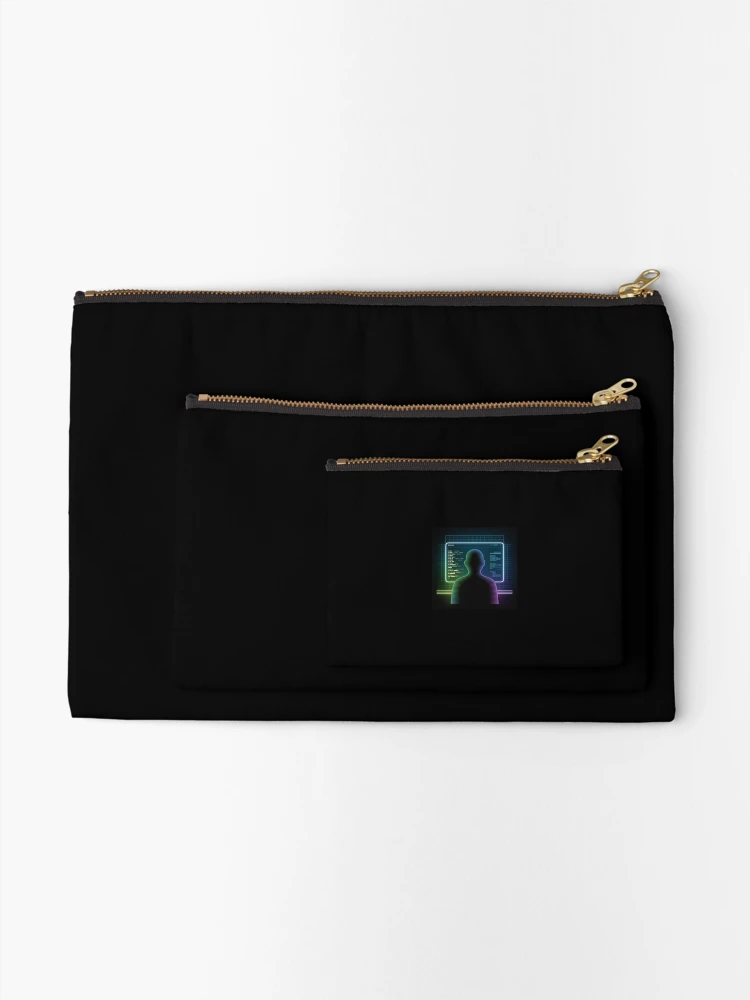 Thumbnail 2 of 4, Zipper Pouch, Neon Code Hacker Programmer | Tech Developer Design designed and sold by EHdesignShop.