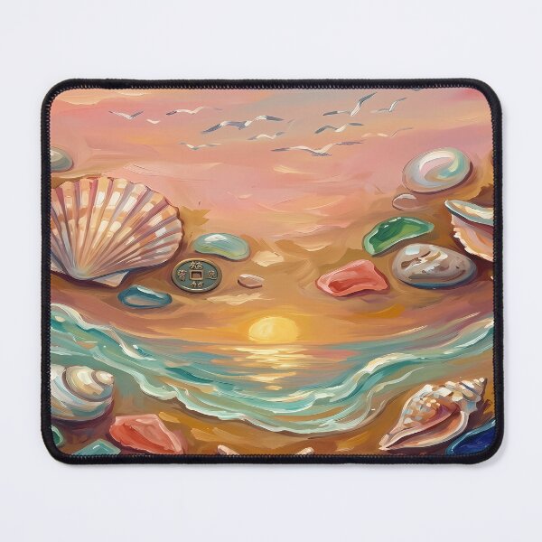 Item preview, Impressionist Sea Glass and Seashell Art: Coastal Decor Oil Painting designed and sold by Art-Inspir-AI.
