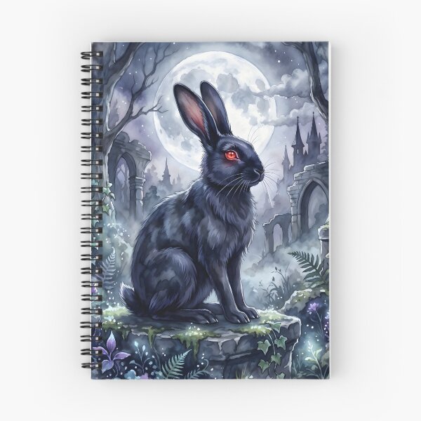 Item preview, Black Rabbit Oryctolagus Cuniculus Gothic Moonlit Ruins designed and sold by RubisLeaf.