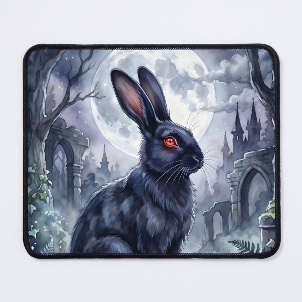 Item preview, Black Rabbit Oryctolagus Cuniculus Gothic Moonlit Ruins designed and sold by RubisLeaf.