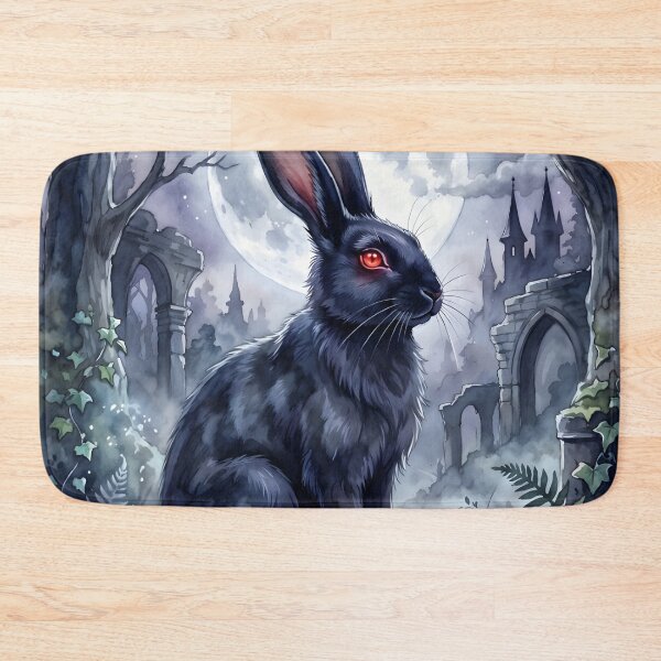 Item preview, Black Rabbit Oryctolagus Cuniculus Gothic Moonlit Ruins designed and sold by RubisLeaf.