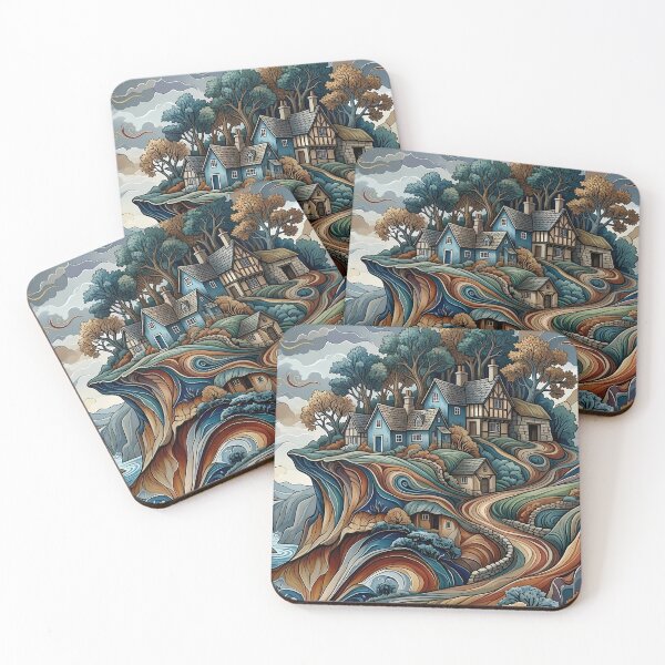 Item preview, Colorful Fantasy Cottage Landscape Psychedelic Decorative Wall Art designed and sold by BorgSpareParts.
