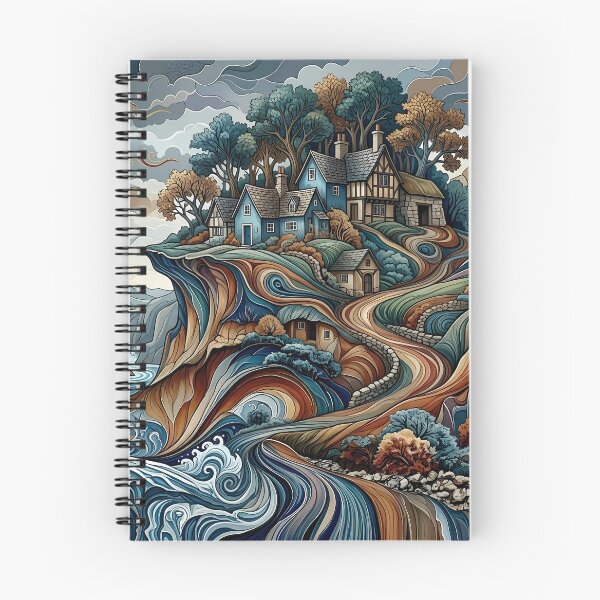 Item preview, Colorful Fantasy Cottage Landscape Psychedelic Decorative Wall Art designed and sold by BorgSpareParts.