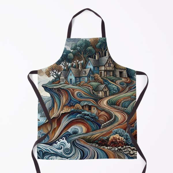 Item preview, Colorful Fantasy Cottage Landscape Psychedelic Decorative Wall Art designed and sold by BorgSpareParts.