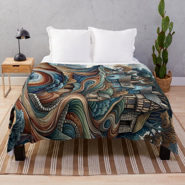 Item preview, Colorful Fantasy Cottage Landscape Psychedelic Decorative Wall Art designed and sold by BorgSpareParts.
