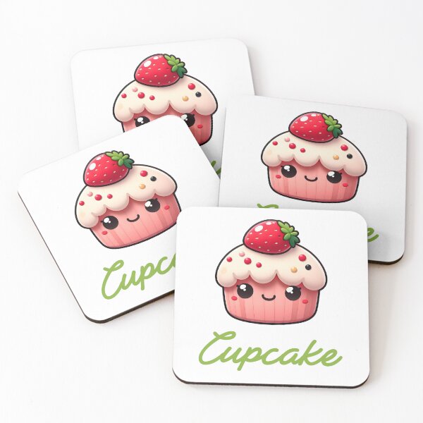 Item preview, Strawberry Cupcake – Cute Dessert Illustration with Sweet “Cupcake” Typography designed and sold by BobaBunny76.