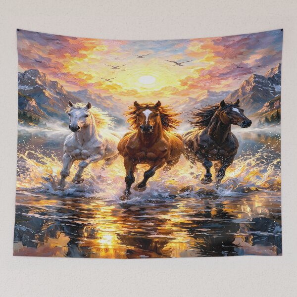 Item preview, Wild Spirit - Three Horses at Sunset designed and sold by Art-Inspir-AI.