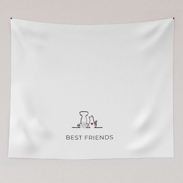 Item preview, Best Friends – Cute Cat and Dog Love Design with Heart designed and sold by gluxdesing.