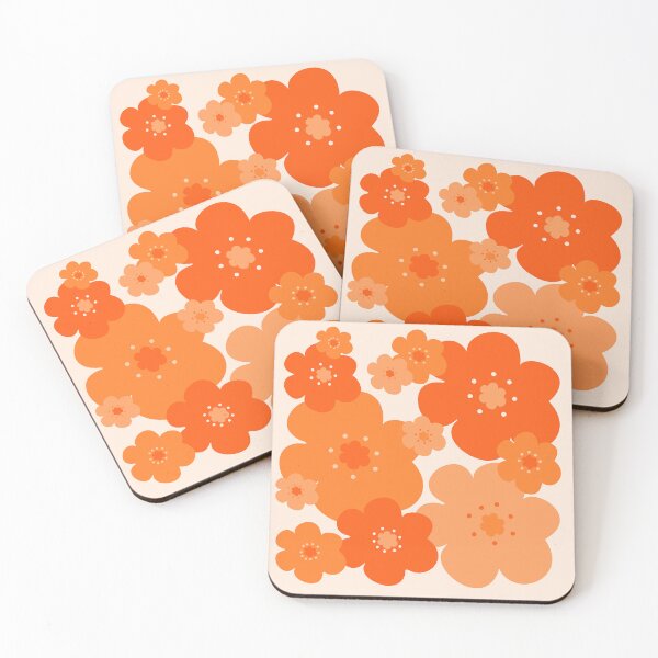 Item preview, 60's, 70's, Retro Scandinavian Style Flowers in Orange and Cream designed and sold by MellowCat.
