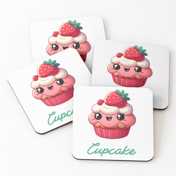 Item preview, Strawberry Cupcake – Cute Dessert Illustration with Sweet “Cupcake” Typography designed and sold by BobaBunny76.