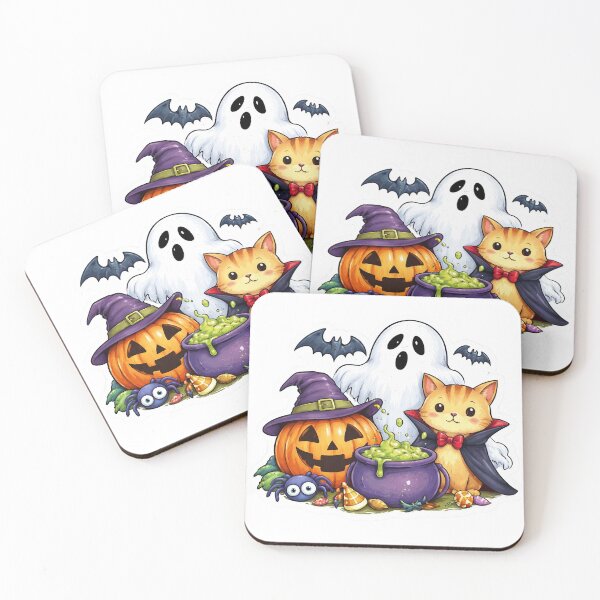 Item preview, Cute Halloween Cat, Pumpkin, and Ghost Sticker designed and sold by  Artify Lab.