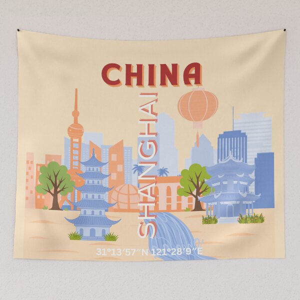 Item preview, Shanghai China Retro Pastel Travel Art designed and sold by Magic Love Art Print.