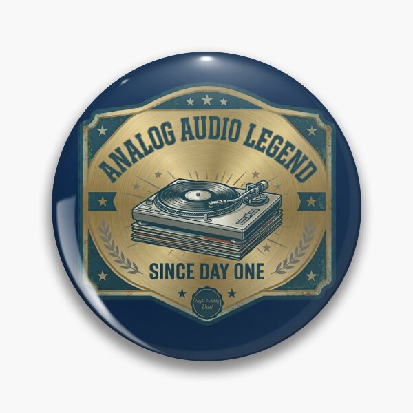 Item preview, Vintage Analog Audio Legend Record Player Father's Day Badge designed and sold by KelliesGrafix.