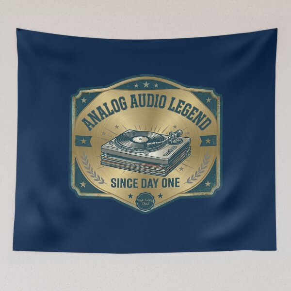 Item preview, Vintage Analog Audio Legend Record Player Father's Day Badge designed and sold by KelliesGrafix.
