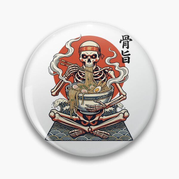 Item preview, Skeleton Eating Ramen Ukiyo-e Pop Art designed and sold by hiomarujapan.