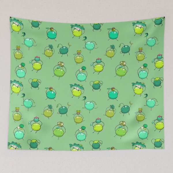 Item preview, Stardew Valley Green Junimo Repeating Pattern Bright Background designed and sold by JurassicParkans.