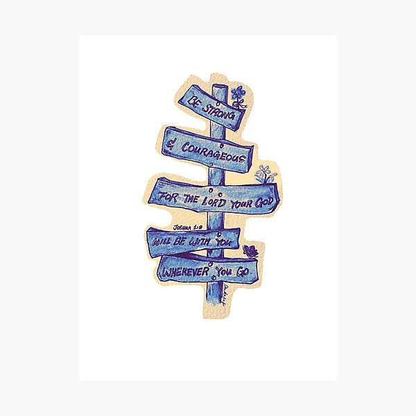 Item preview, Be Strong and Courageous. Bible verse watercolor illustration hand painted lettering designed and sold by Daigoo Art.