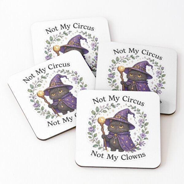 Item preview, "Not My Circus, Not My Clowns" Witch Cat Sticker designed and sold by  Artify Lab.