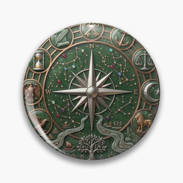 Item preview, The Navigator’s Soul: Emerald Alchemy & Mystic Compass Mandala designed and sold by PureDesignLab1.