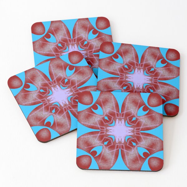 Aperçu de l'œuvre Mandala abstrait à motif géométrique bleu et rouge créée et vendue par PonyShow-Studio.