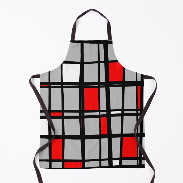 Item preview, Geometric Abstract Grid Painting in Gray, Red, White, Black   designed and sold by MellowCat.