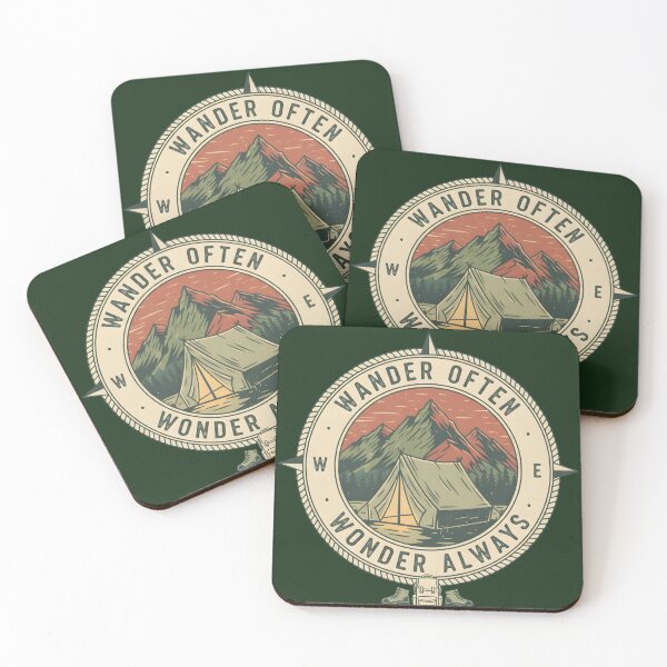 Item preview, Wander Often Wonder Always – Vintage Camping Compass Badge designed and sold by Fuechse.