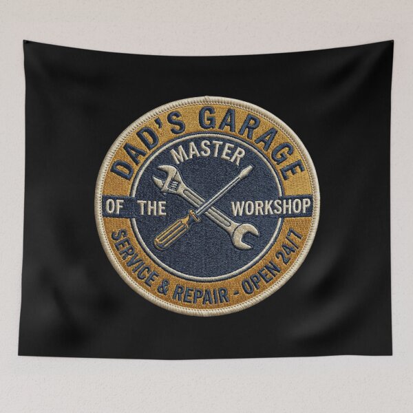Item preview, Vintage Dad's Garage Master of the Workshop Embroidered Service Patch designed and sold by KelliesGrafix.