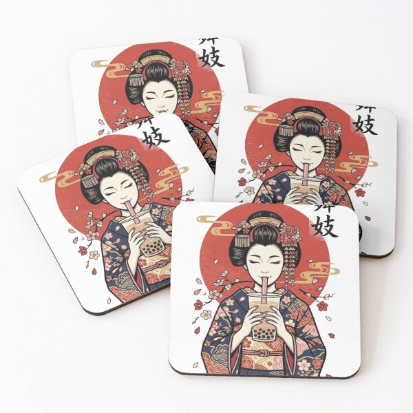 Item preview, Maiko Geisha Sipping Bubble Tea Japan designed and sold by hiomarujapan.