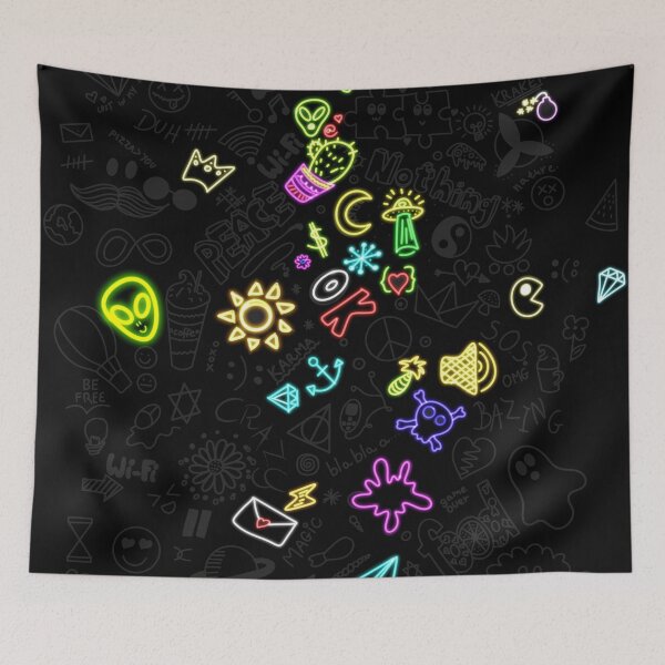 Item preview, Neon Doodle Cyberpunk Chaos Pattern designed and sold by Gisleyson.