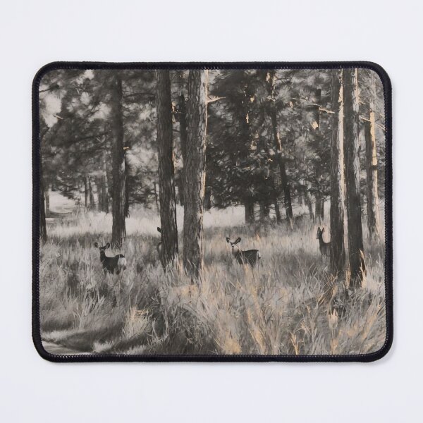 Item preview, Deer in Snowy Pine Forest Grass – Charcoal with Real Gold Leaf designed and sold by CiaraCharcoal.