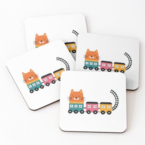 Item preview, Cute Cartoon Cat Train Illustration  designed and sold by OlhaDreamArt.