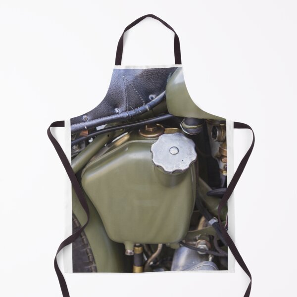 Item preview, Vintage Military Motorcycle Close-Up Showing Olive Drab Fuel Tank, Metal Cap and Leather Seat Detail designed and sold by Nmallia.