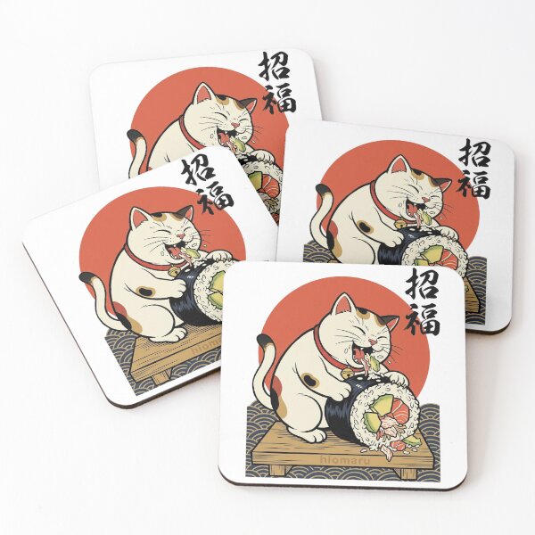 Item preview, Lucky Cat Devouring Giant California Roll designed and sold by hiomarujapan.