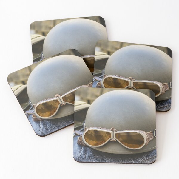 Item preview, Vintage Military Helmet With Leather Aviator Goggles and Gloves on Field Gear Bag designed and sold by Nmallia.