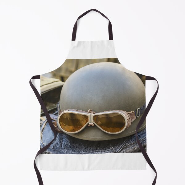 Item preview, Vintage Military Helmet With Leather Aviator Goggles and Gloves on Field Gear Bag designed and sold by Nmallia.