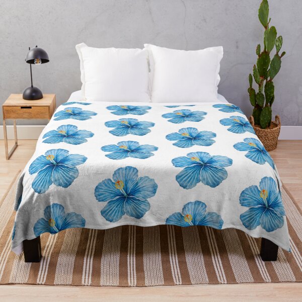 Item preview, Blue hibiscus flower watercolor painting designed and sold by uunaa.