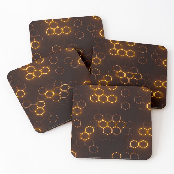 Item preview, Glowing Golden Hexagonal Honeycomb Network Pattern designed and sold by Gisleyson.