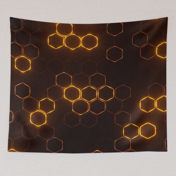Item preview, Glowing Golden Hexagonal Honeycomb Network Pattern designed and sold by Gisleyson.