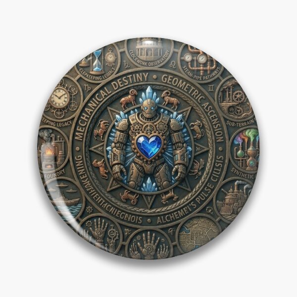 Item preview, Steam-Pipe Pathways: The Sapphire Heart of Mechanical Destiny designed and sold by PureDesignLab1.