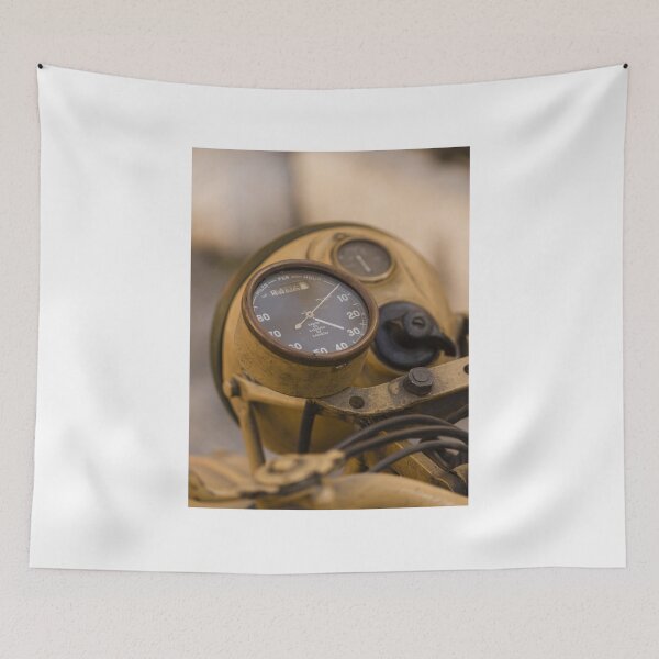 Item preview, Vintage Motorcycle Speedometer And Gauge Close-Up On Rusty Yellow Classic Bike Dashboard designed and sold by Nmallia.